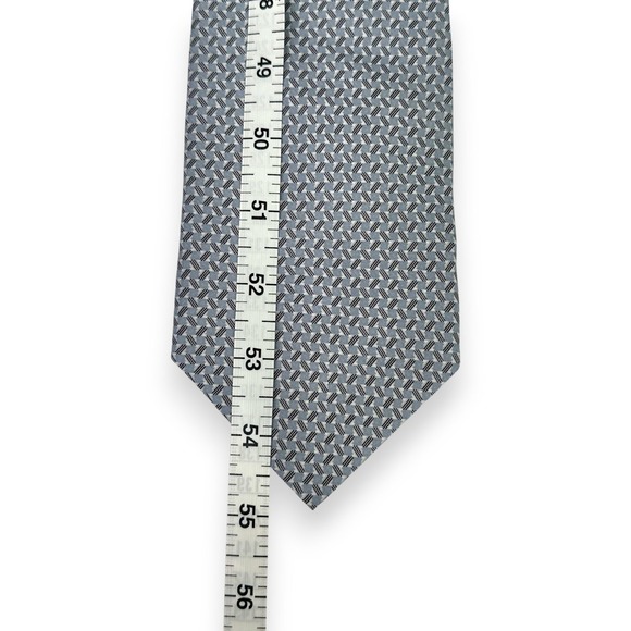 VTG Armani Collezioni Mens Silk Tie 55 x 3.5 Blue Gray Geometric Necktie Italy - Picture 7 of 7